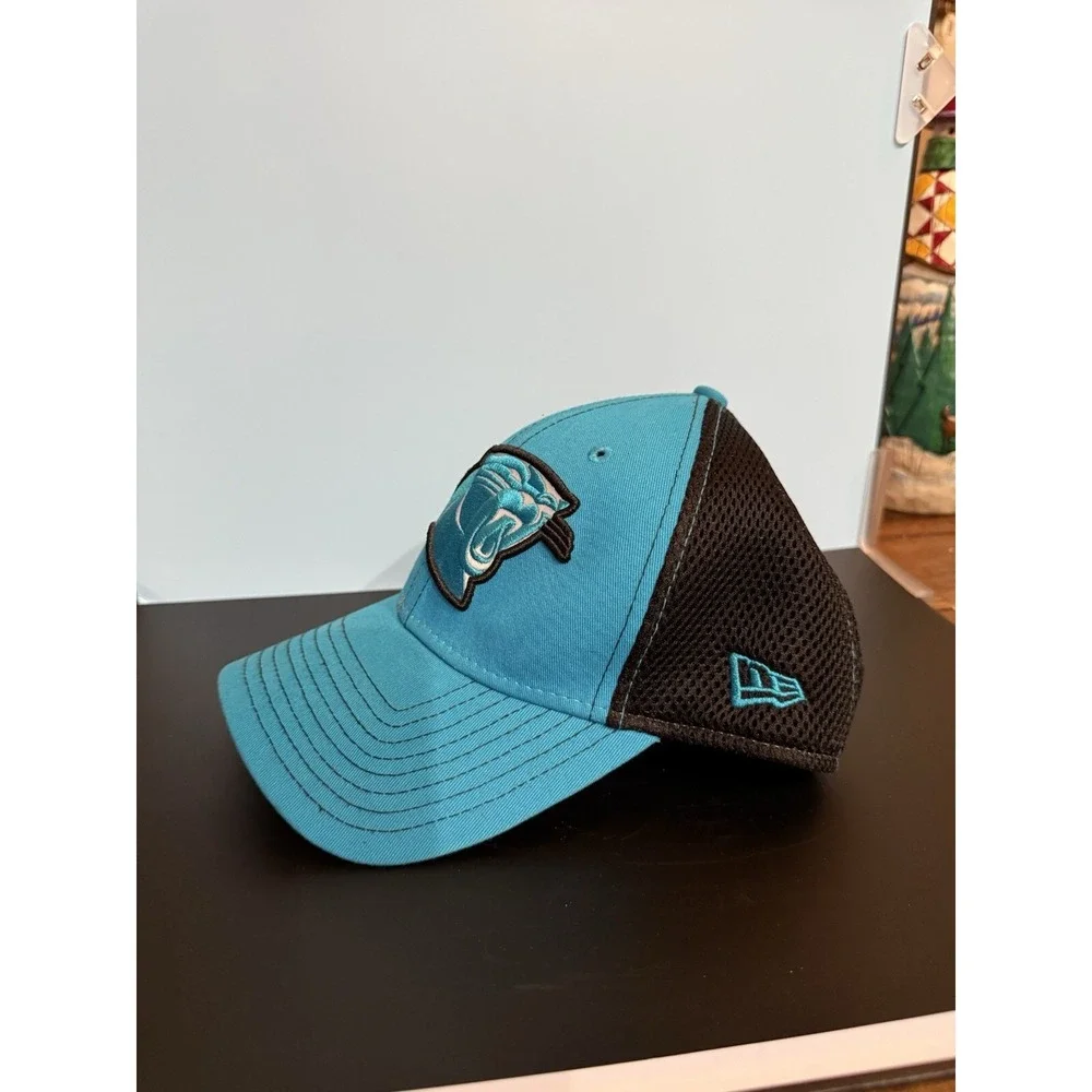Carolina Panthers Hat Fitted Mens Small Medium Blue Black New Era Football Cap